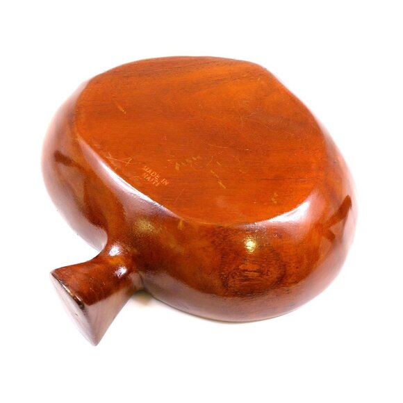 Monkey Pod Wood Divided Leaf Bowl Vintage Mid-Century Decor Made in Haiti - Picture 5 of 6